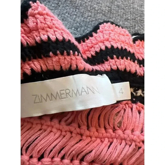 $950 Zimmermann Handmade Real Croch Tiggy Frill Tiered Pompom Dress Resort Sz 12 - Picture 13 of 16